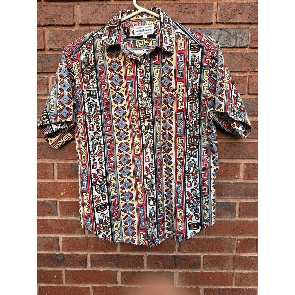 WESTBOUND Casual- FLORAL Hawaiian Aloha Mens S Shirt Button Tribal Island c16